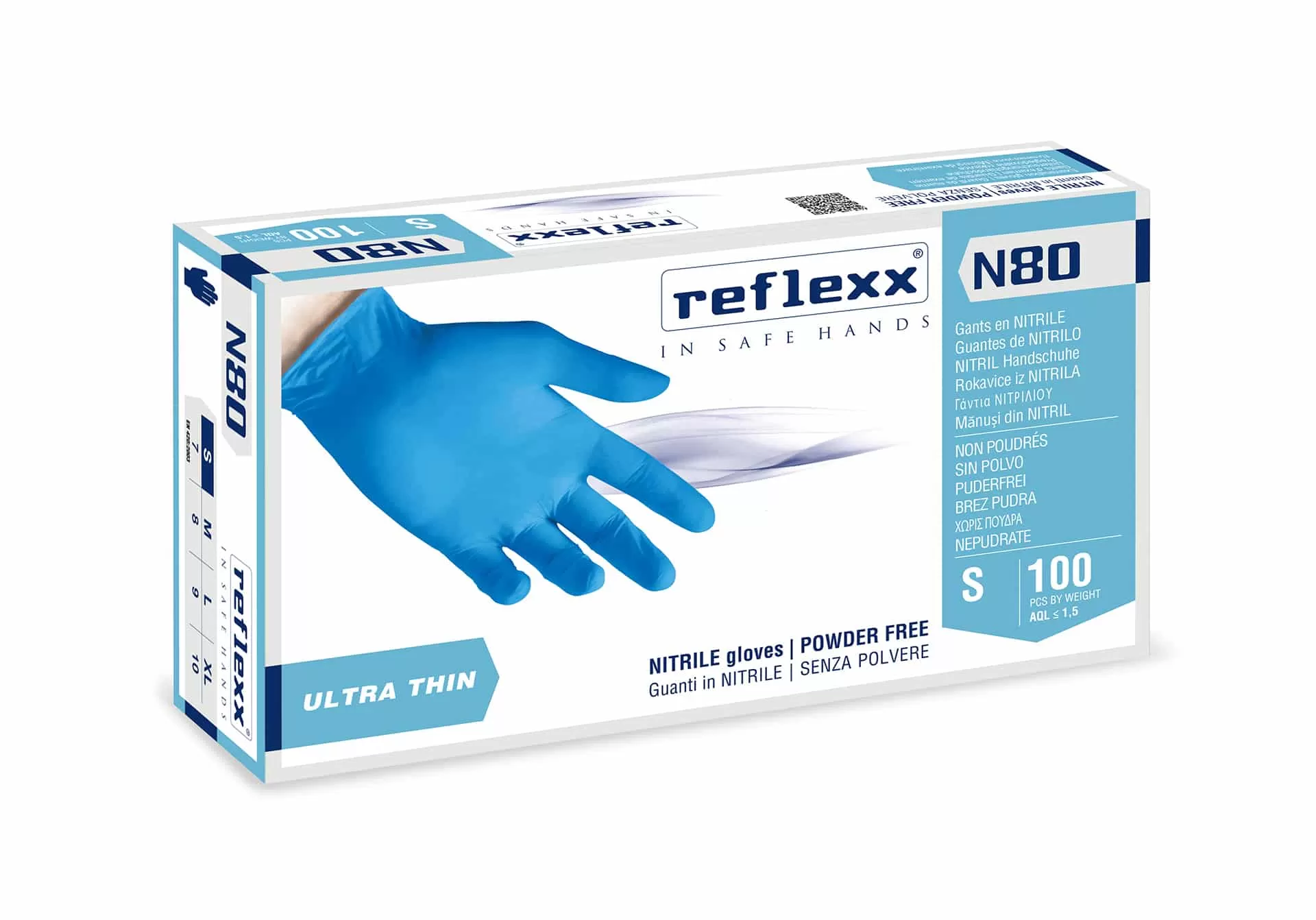 100 guanti nitrile senza polvere n80b reflexx