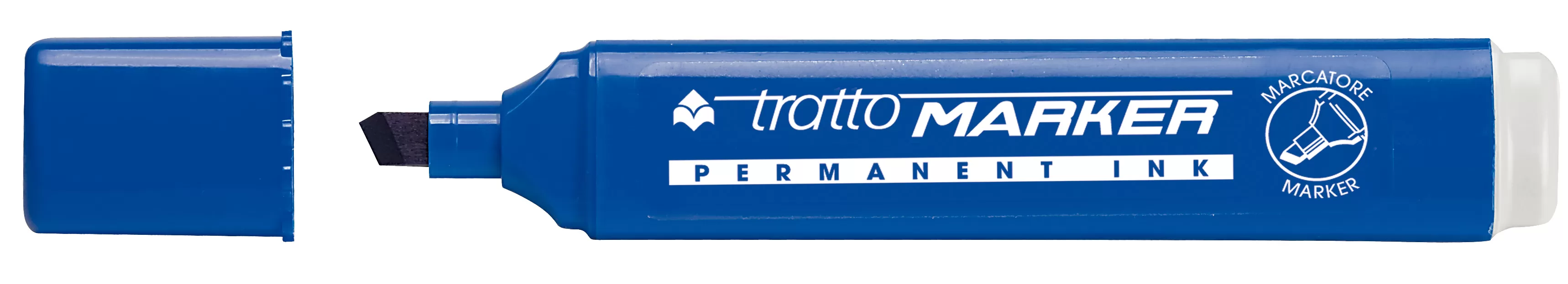 Pennarello tratto marker blu punta scalpello