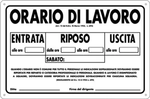CARTELLO ALL. ORARIO DI LAVORO 0410.48.10 D&B