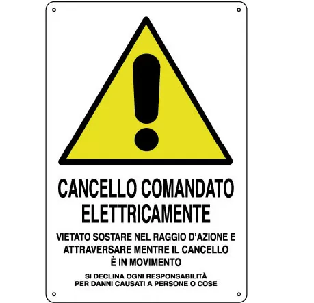 Cartello all. cancello elettrico 0020.04.00 d&b