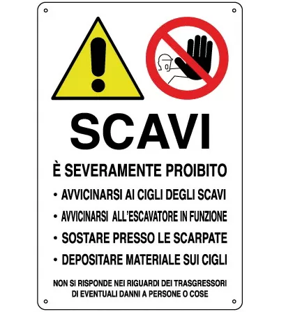 Cartello all. scavi proibito fare 0021.32.00 d&b