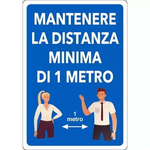 Cartello alluminio mantenere la distanza di 1 metro d&b