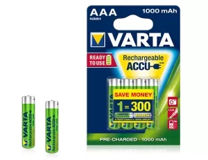 CONFEZIONE 4 BATTERIE RICARICABILI MINISTILO AAA VARTA