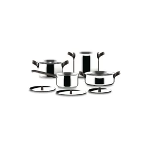 Alessi Set 7 pezzi Pentole in acciaio inox collezione Bones