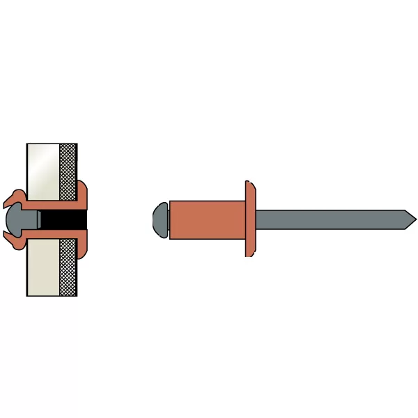 Confezioni rivetti in rame/acciaio rft rivit