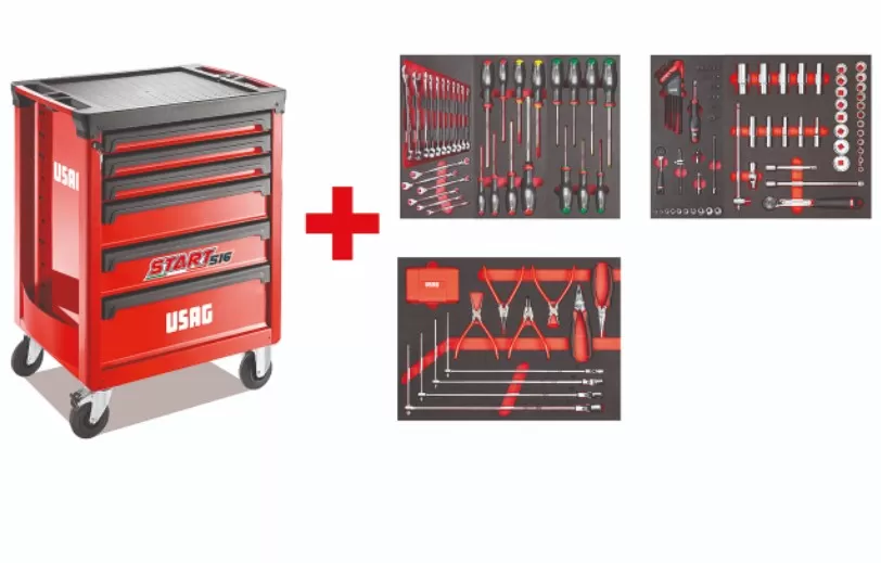 Carrello 6 cassetti usag 516-st6ma 155 utensili